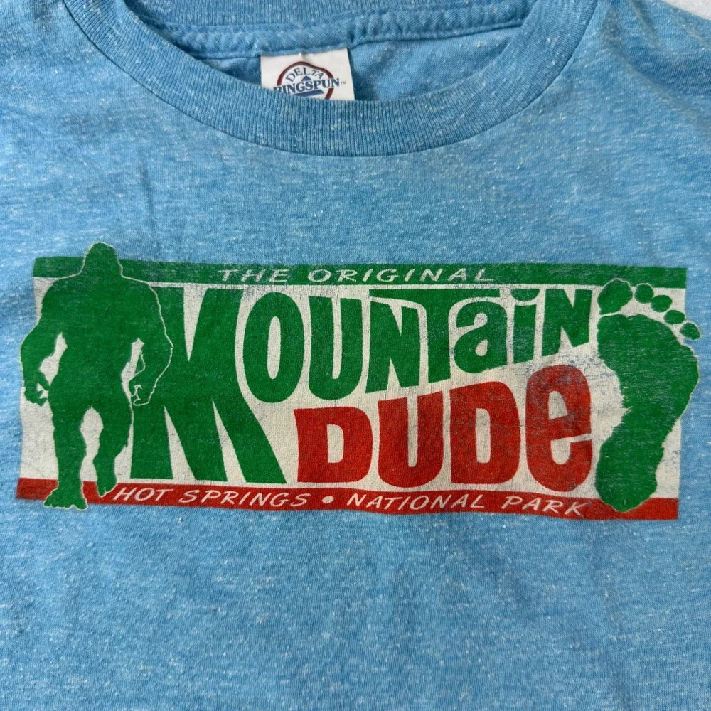 Mountain Dude Bigfoot Hot Springs National Park Blue Youth Medium T-Shirt